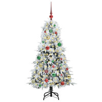 Produktbild för Plast Hingad Julgran med 150 LED-lampor Vit 150 cm PE och PVC