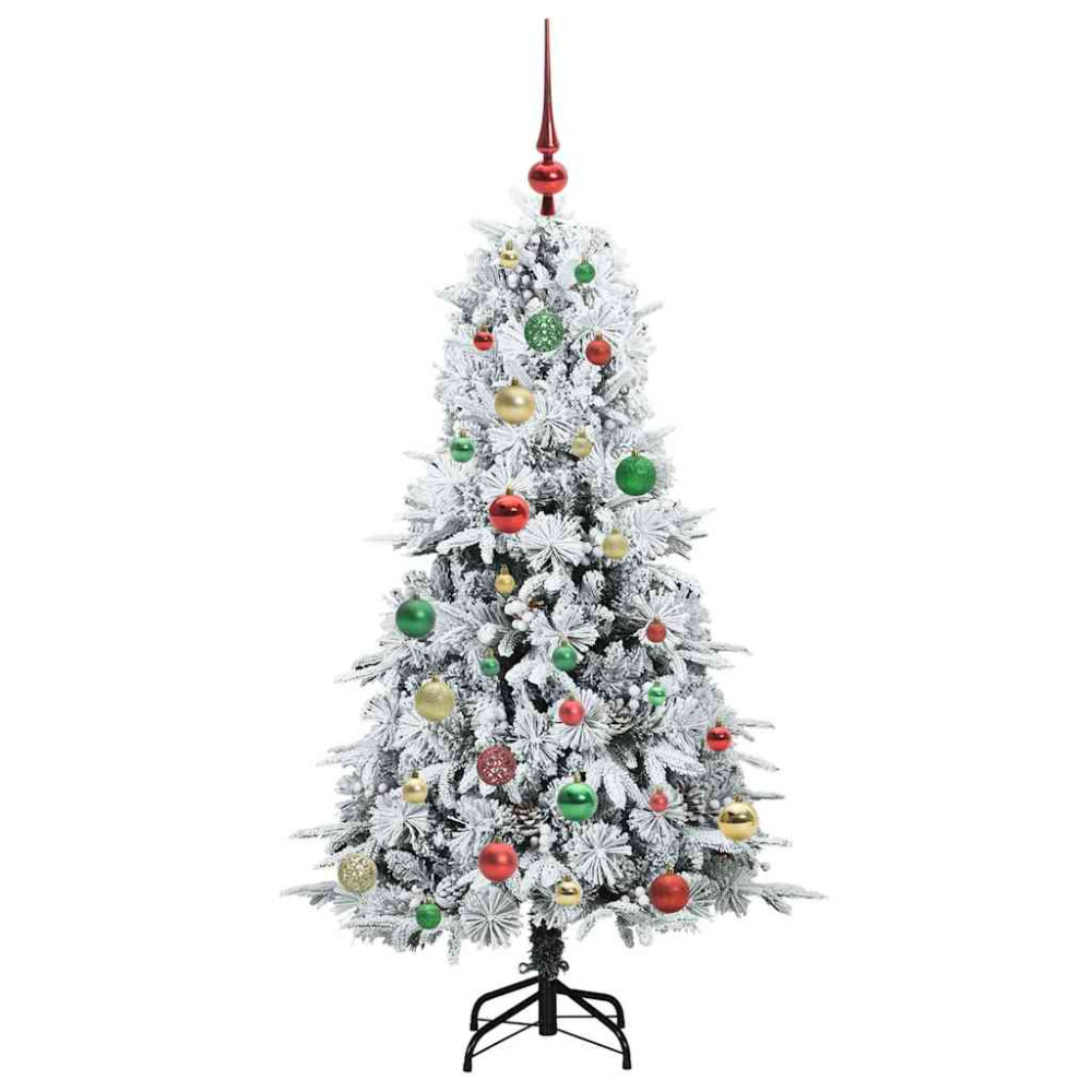 Produktbild för Plast Hingad Julgran med 150 LED-lampor Vit 150 cm PE och PVC