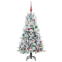Produktbild för Plast Hingad Julgran med 150 LED-lampor Vit 150 cm PE och PVC