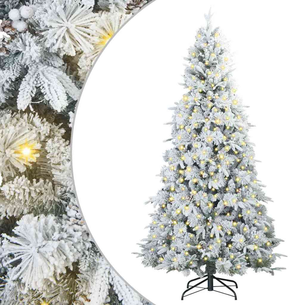 Produktbild för Plast Hingad Julgran med 300 LED-lampor Vit 180 cm PE och PVC