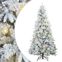 Produktbild för Plast Hingad Julgran med 300 LED-lampor Vit 180 cm PE och PVC