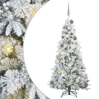 Produktbild för Plast Hingad Julgran med 300 LED-lampor Vit 180 cm PE och PVC