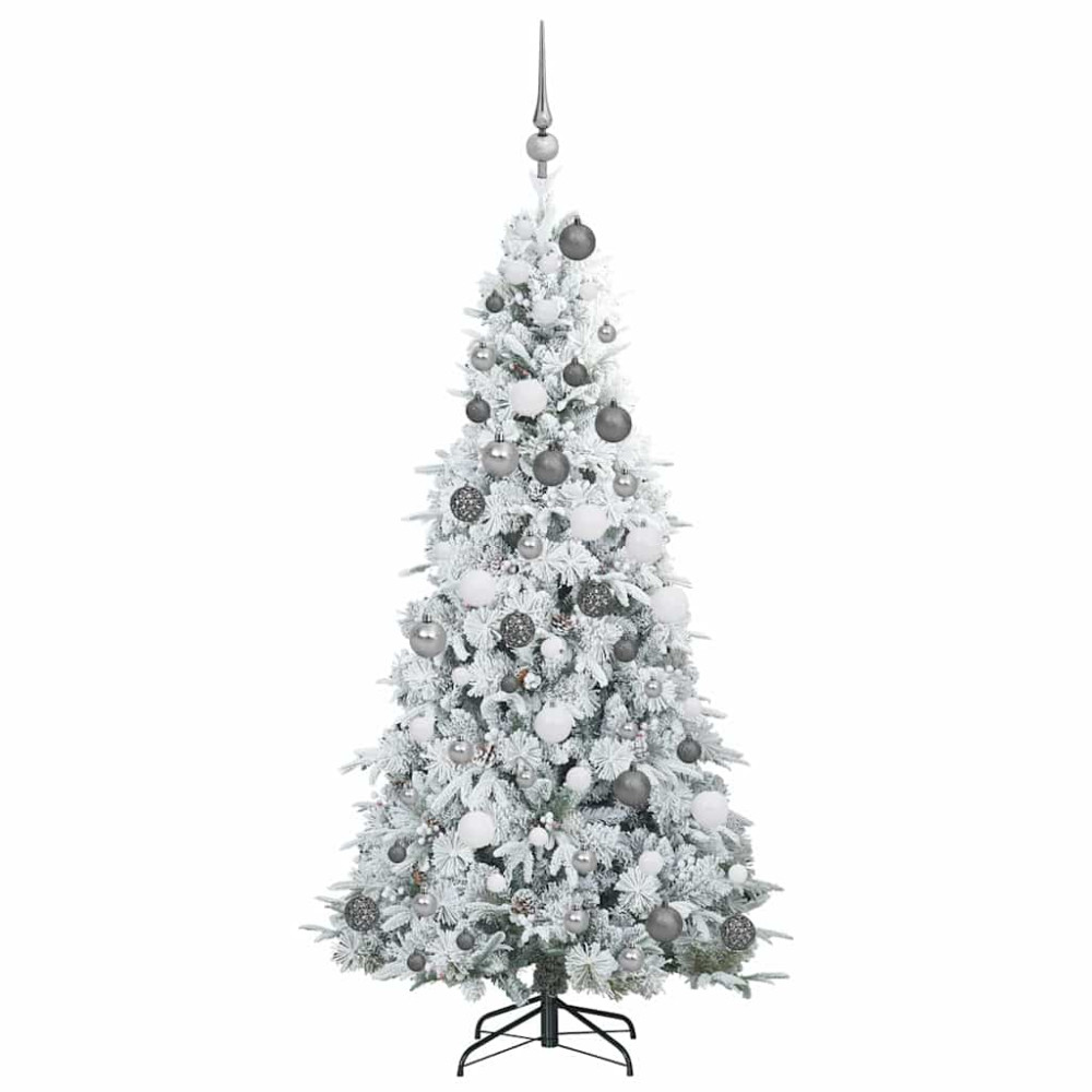 Produktbild för Plast Hingad Julgran med 300 LED-lampor Vit 180 cm PE och PVC