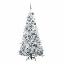 Produktbild för Plast Hingad Julgran med 300 LED-lampor Vit 180 cm PE och PVC
