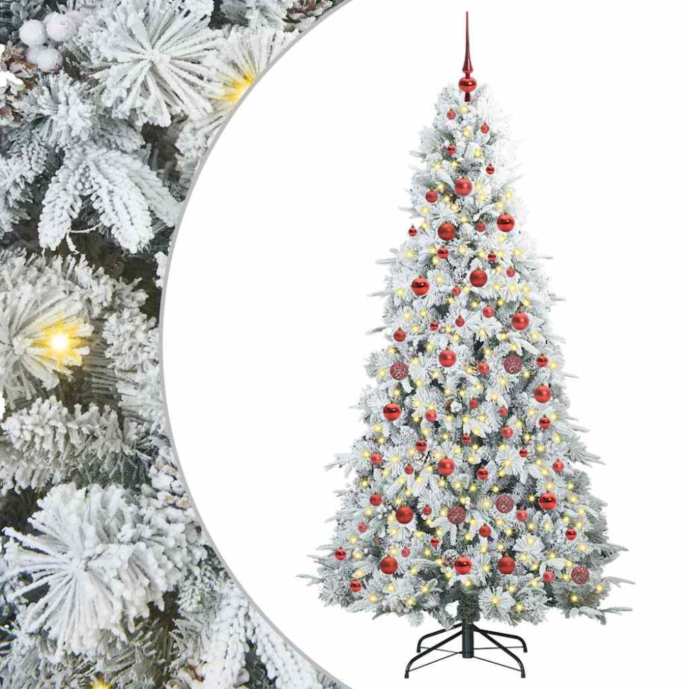 Produktbild för Plast Hingad Julgran med 300 LED-lampor Vit 180 cm PE och PVC