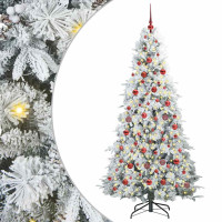 Produktbild för Plast Hingad Julgran med 300 LED-lampor Vit 180 cm PE och PVC