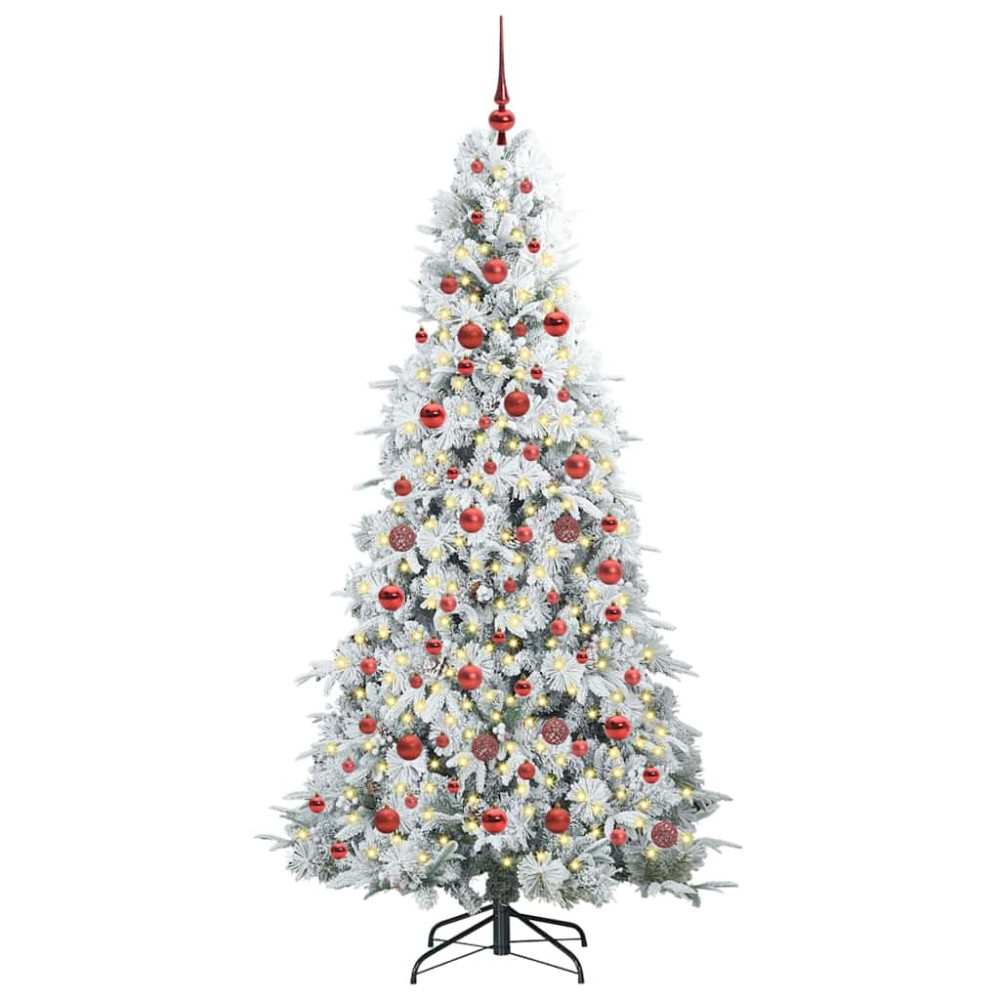 Produktbild för Plast Hingad Julgran med 300 LED-lampor Vit 180 cm PE och PVC