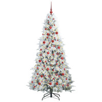 Produktbild för Plast Hingad Julgran med 300 LED-lampor Vit 180 cm PE och PVC