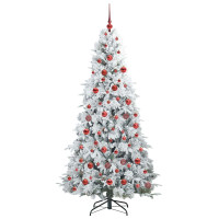 Produktbild för Plast Hingad Julgran med 300 LED-lampor Vit 180 cm PE och PVC