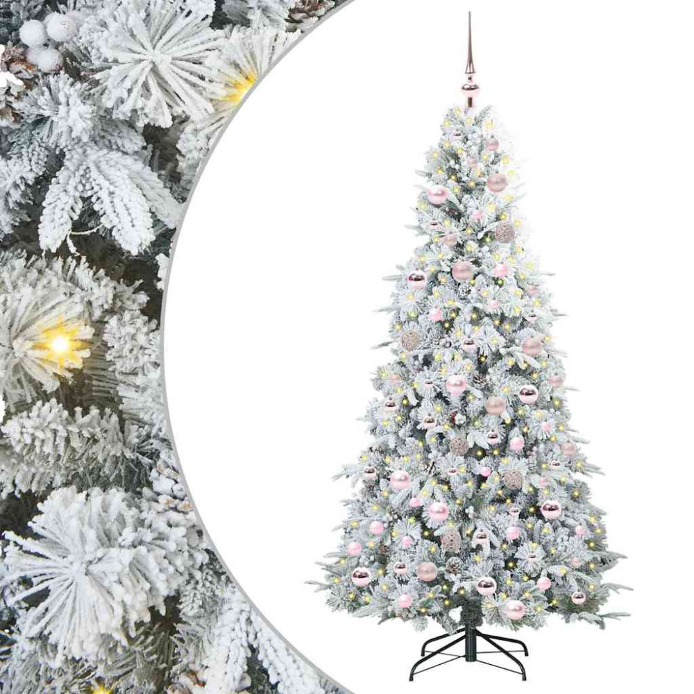 Produktbild för Plast Hingad Julgran med 300 LED-lampor Vit 180 cm PE och PVC