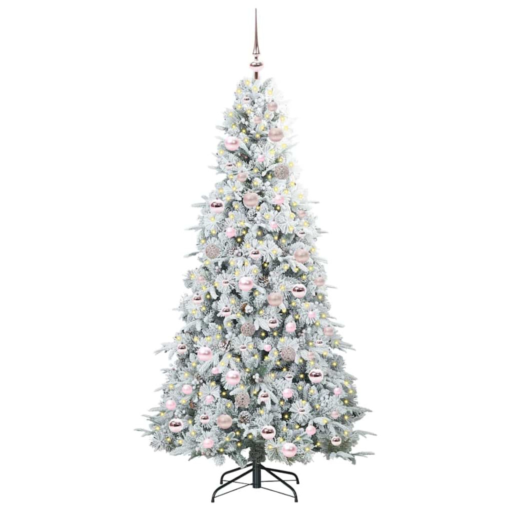 Produktbild för Plast Hingad Julgran med 300 LED-lampor Vit 180 cm PE och PVC
