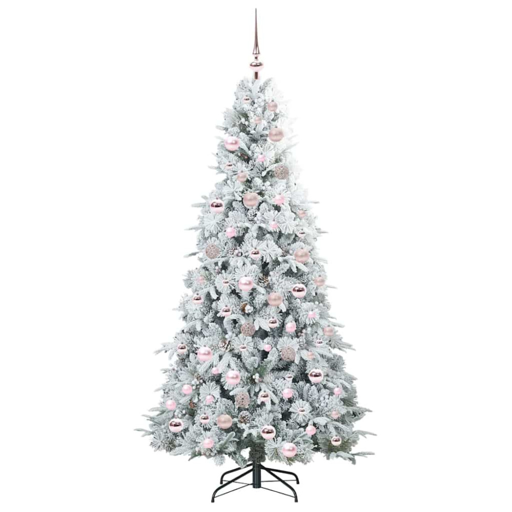 Produktbild för Plast Hingad Julgran med 300 LED-lampor Vit 180 cm PE och PVC