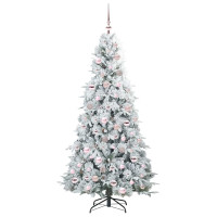 Produktbild för Plast Hingad Julgran med 300 LED-lampor Vit 180 cm PE och PVC