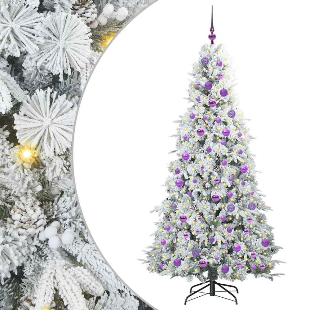 Produktbild för Plast Hingad Julgran med 300 LED-lampor Vit 180 cm PE och PVC
