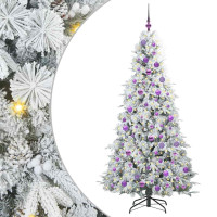 Produktbild för Plast Hingad Julgran med 300 LED-lampor Vit 180 cm PE och PVC