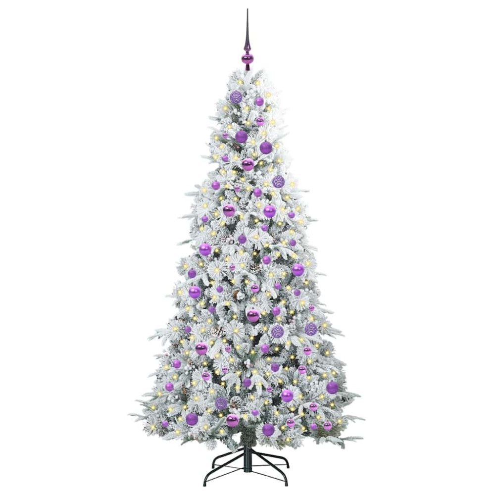 Produktbild för Plast Hingad Julgran med 300 LED-lampor Vit 180 cm PE och PVC