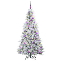 Produktbild för Plast Hingad Julgran med 300 LED-lampor Vit 180 cm PE och PVC