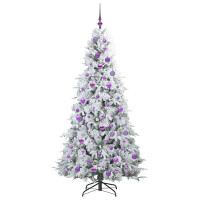 Produktbild för Plast Hingad Julgran med 300 LED-lampor Vit 180 cm PE och PVC