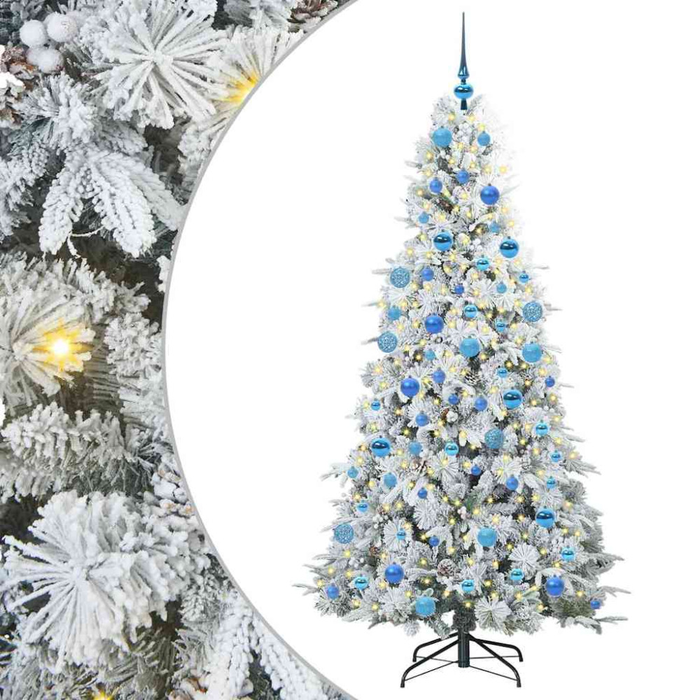 Produktbild för Plast Hingad Julgran med 300 LED-lampor Vit 180 cm PE och PVC
