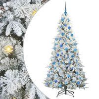 Produktbild för Plast Hingad Julgran med 300 LED-lampor Vit 180 cm PE och PVC