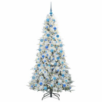 Produktbild för Plast Hingad Julgran med 300 LED-lampor Vit 180 cm PE och PVC