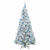 Produktbild för Plast Hingad Julgran med 300 LED-lampor Vit 180 cm PE och PVC