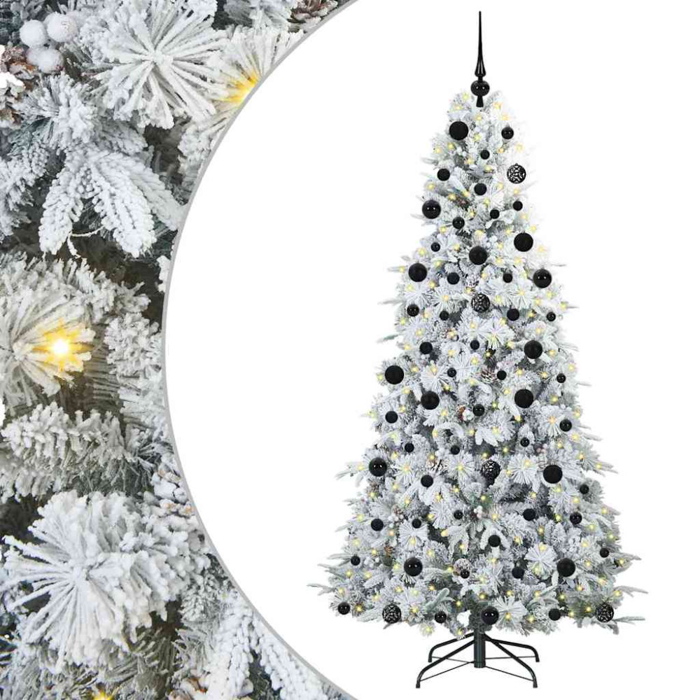 Produktbild för Plast Hingad Julgran med 300 LED-lampor Vit 210 cm PE och PVC
