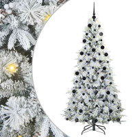 Produktbild för Plast Hingad Julgran med 300 LED-lampor Vit 210 cm PE och PVC