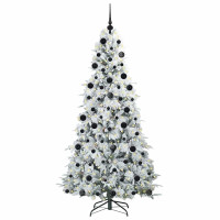 Produktbild för Plast Hingad Julgran med 300 LED-lampor Vit 210 cm PE och PVC