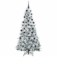 Produktbild för Plast Hingad Julgran med 300 LED-lampor Vit 210 cm PE och PVC