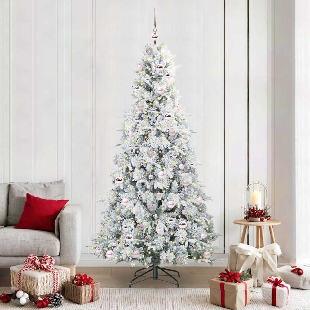Produktbild för Plast Hingad Julgran med 300 LED-lampor Vit 210 cm PE och PVC