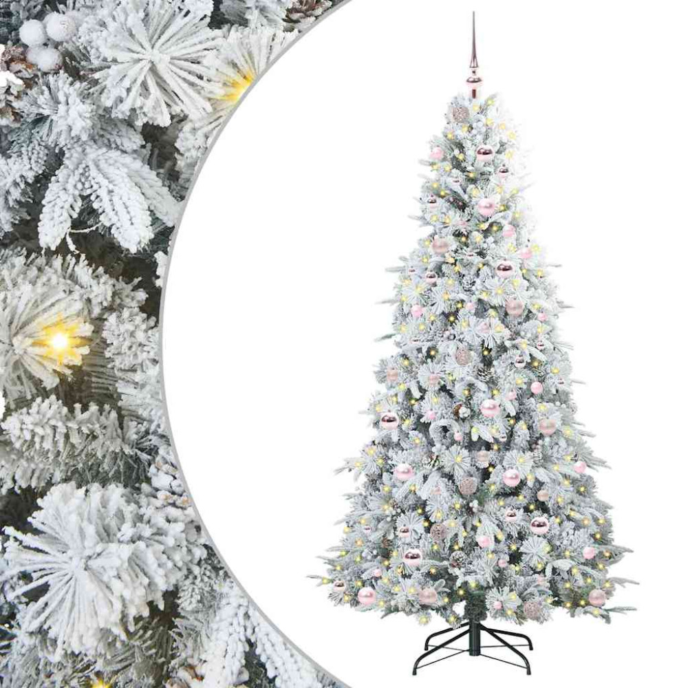 Produktbild för Plast Hingad Julgran med 300 LED-lampor Vit 210 cm PE och PVC