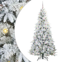 Produktbild för Plast Hingad Julgran med 300 LED-lampor Vit 210 cm PE och PVC