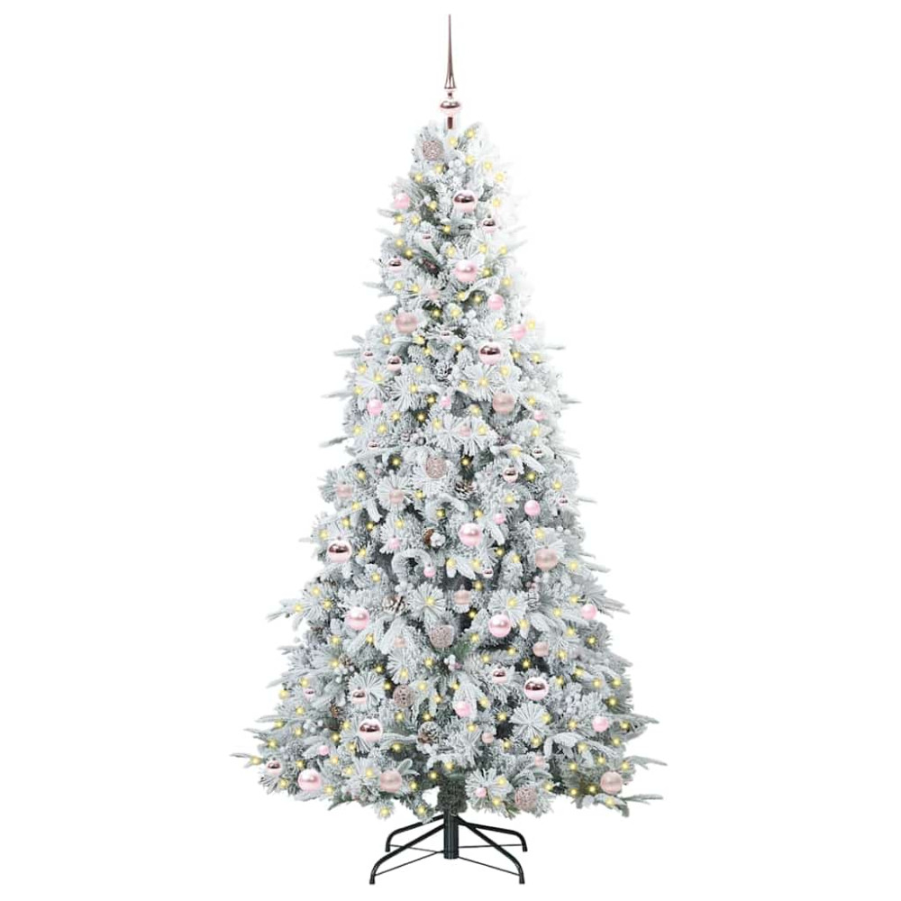Produktbild för Plast Hingad Julgran med 300 LED-lampor Vit 210 cm PE och PVC