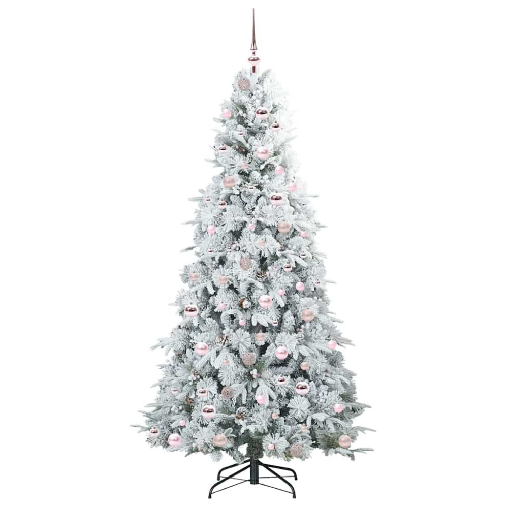 Produktbild för Plast Hingad Julgran med 300 LED-lampor Vit 210 cm PE och PVC