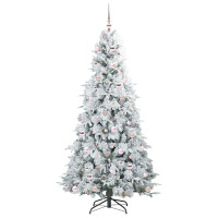 Produktbild för Plast Hingad Julgran med 300 LED-lampor Vit 210 cm PE och PVC