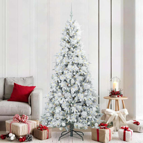 vidaXL Plast Hingad Julgran med 300 LED-lampor Vit 210 cm PE och PVC