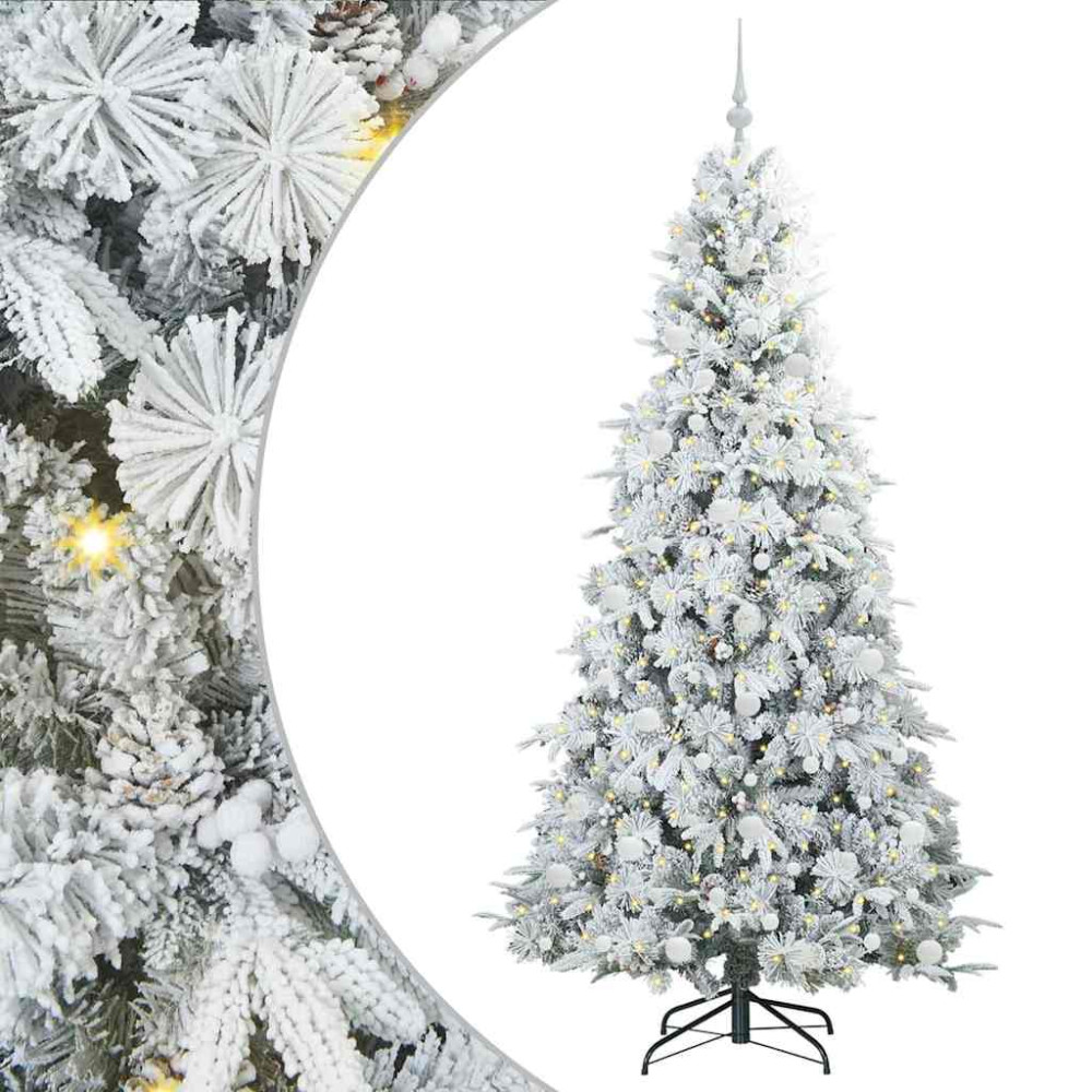 Produktbild för Plast Hingad Julgran med 300 LED-lampor Vit 210 cm PE och PVC