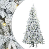 Produktbild för Plast Hingad Julgran med 300 LED-lampor Vit 210 cm PE och PVC