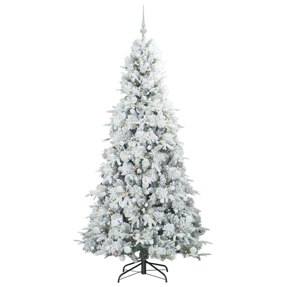 Produktbild för Plast Hingad Julgran med 300 LED-lampor Vit 210 cm PE och PVC