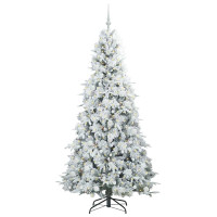 Produktbild för Plast Hingad Julgran med 300 LED-lampor Vit 210 cm PE och PVC