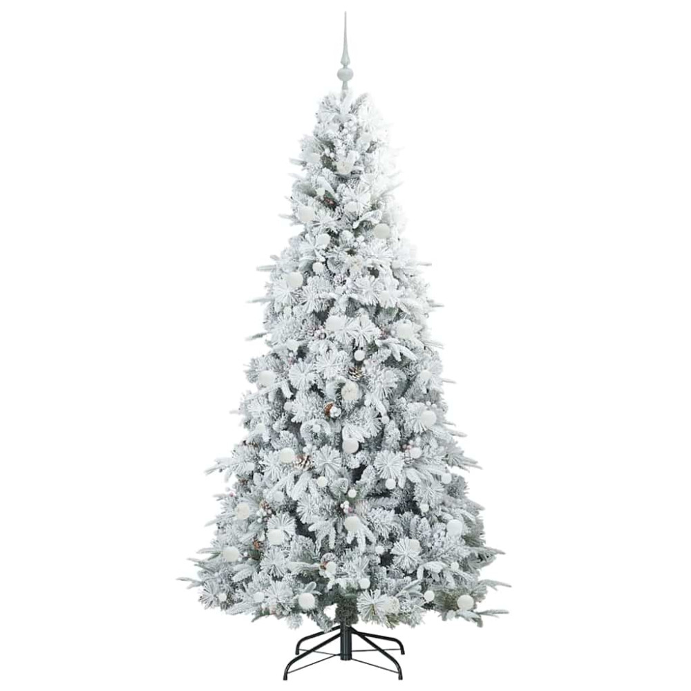 Produktbild för Plast Hingad Julgran med 300 LED-lampor Vit 210 cm PE och PVC