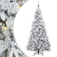 Produktbild för Plast Hingad Julgran med 300 LED-lampor Vit 210 cm PE och PVC