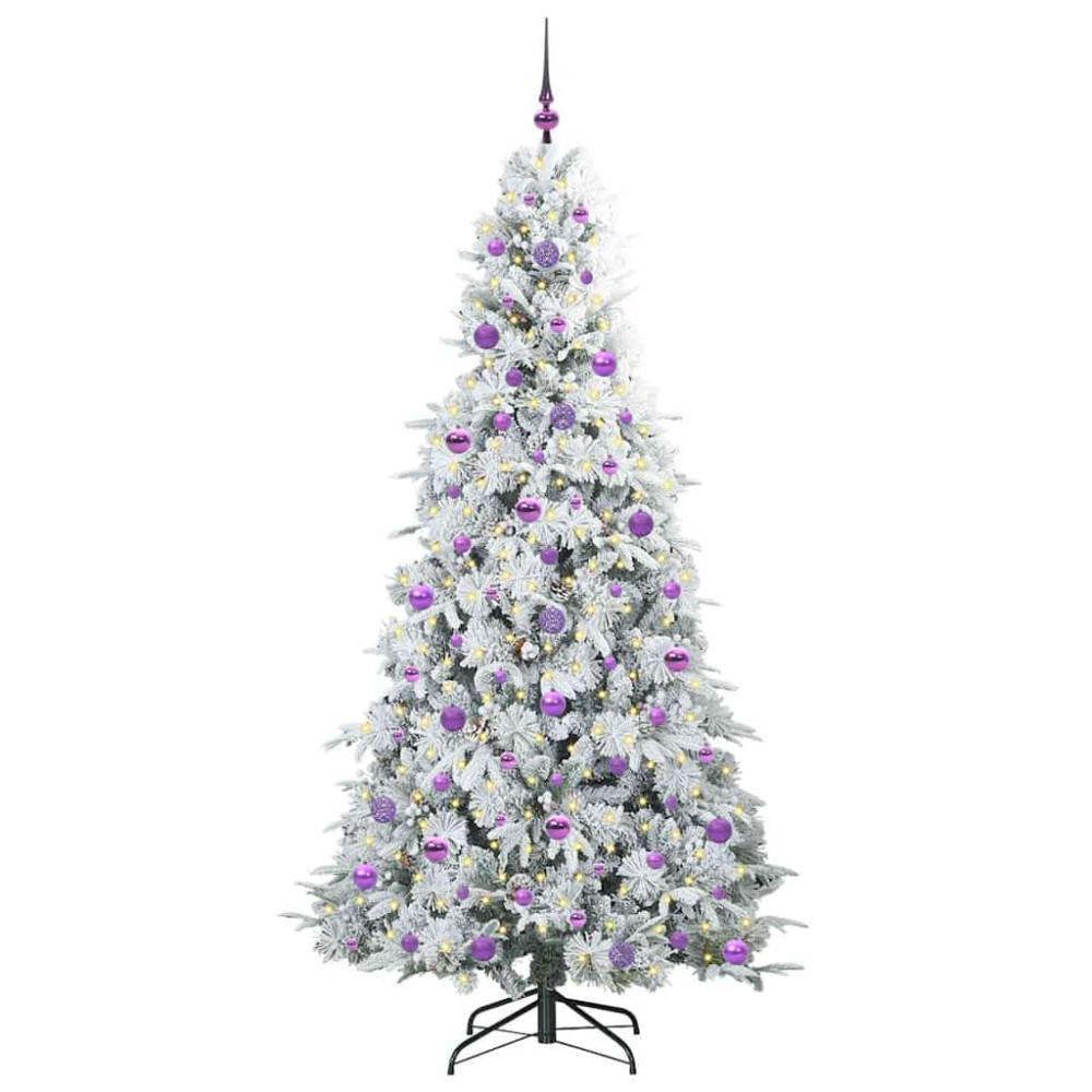 Produktbild för Plast Hingad Julgran med 300 LED-lampor Vit 210 cm PE och PVC