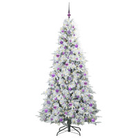 Produktbild för Plast Hingad Julgran med 300 LED-lampor Vit 210 cm PE och PVC
