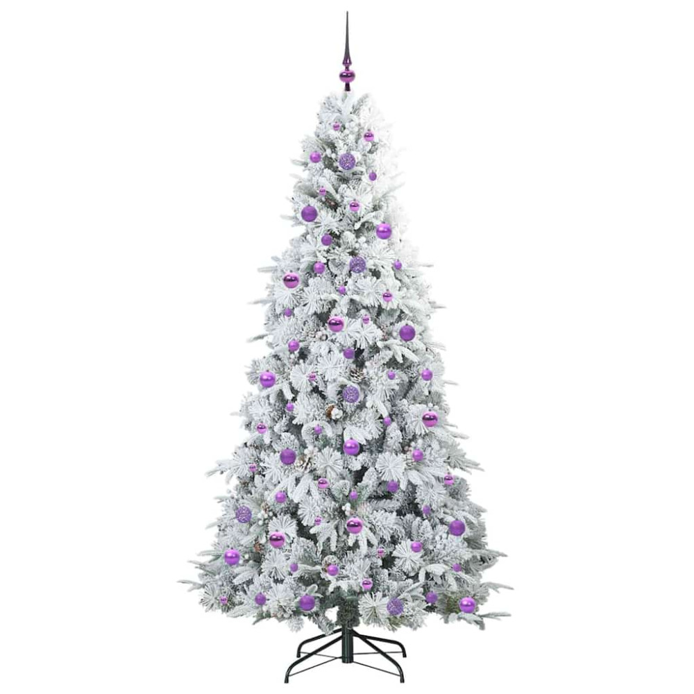 Produktbild för Plast Hingad Julgran med 300 LED-lampor Vit 210 cm PE och PVC