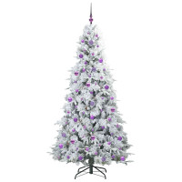 Produktbild för Plast Hingad Julgran med 300 LED-lampor Vit 210 cm PE och PVC