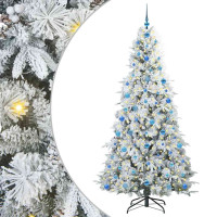 Produktbild för Plast Hingad Julgran med 300 LED-lampor Vit 210 cm PE och PVC