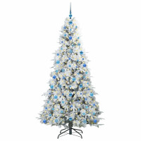 Produktbild för Plast Hingad Julgran med 300 LED-lampor Vit 210 cm PE och PVC