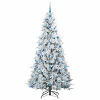 Produktbild för Plast Hingad Julgran med 300 LED-lampor Vit 210 cm PE och PVC